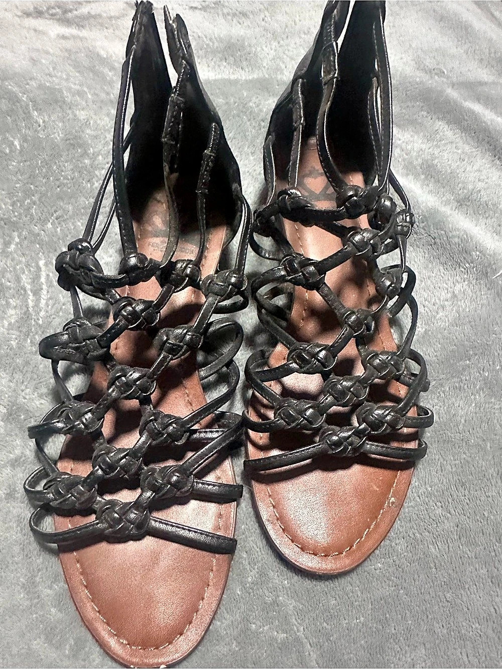 Fergalicious Braided Gladiator Sandals in Black & Brown